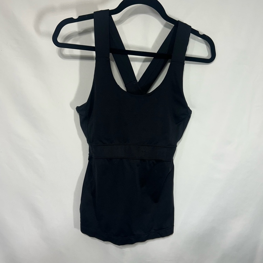 LULULEMON- womans thick strap workout tank. Sheer panels.